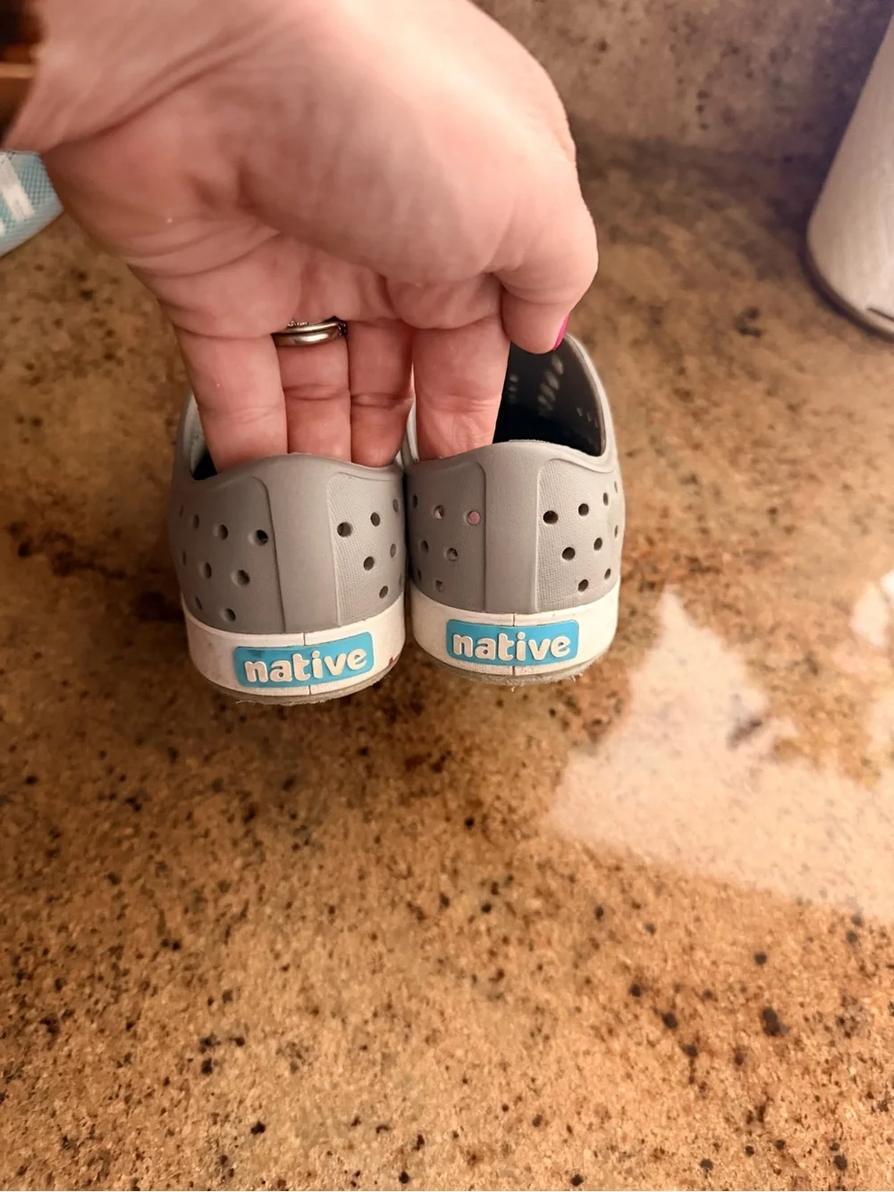 Native Kids Water Shoe Slip-On in Light Gray and White